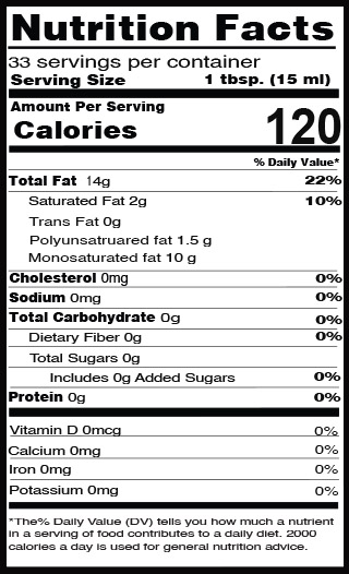 CONVENTIONAL EVOO NUTRITION FACTS 500ML